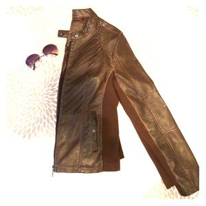 Brown Maurice’s faux leather Moto Jacket